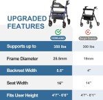 Ultralight Rollator with Seat and 8" Wheels