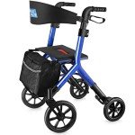 Carbon Ultralight Rollator for Tall Seniors - Blue