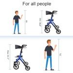 Carbon Ultralight Rollator for Tall Seniors - Blue