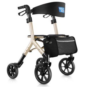 Lightweight Folding Rollator Walker with 10” Wheels