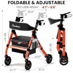 Ultimate Foldable Rollator Walker for Seniors 450 lb