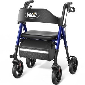 Carbon Ultralight Rollator Walker with Seat, 330lb Capacity