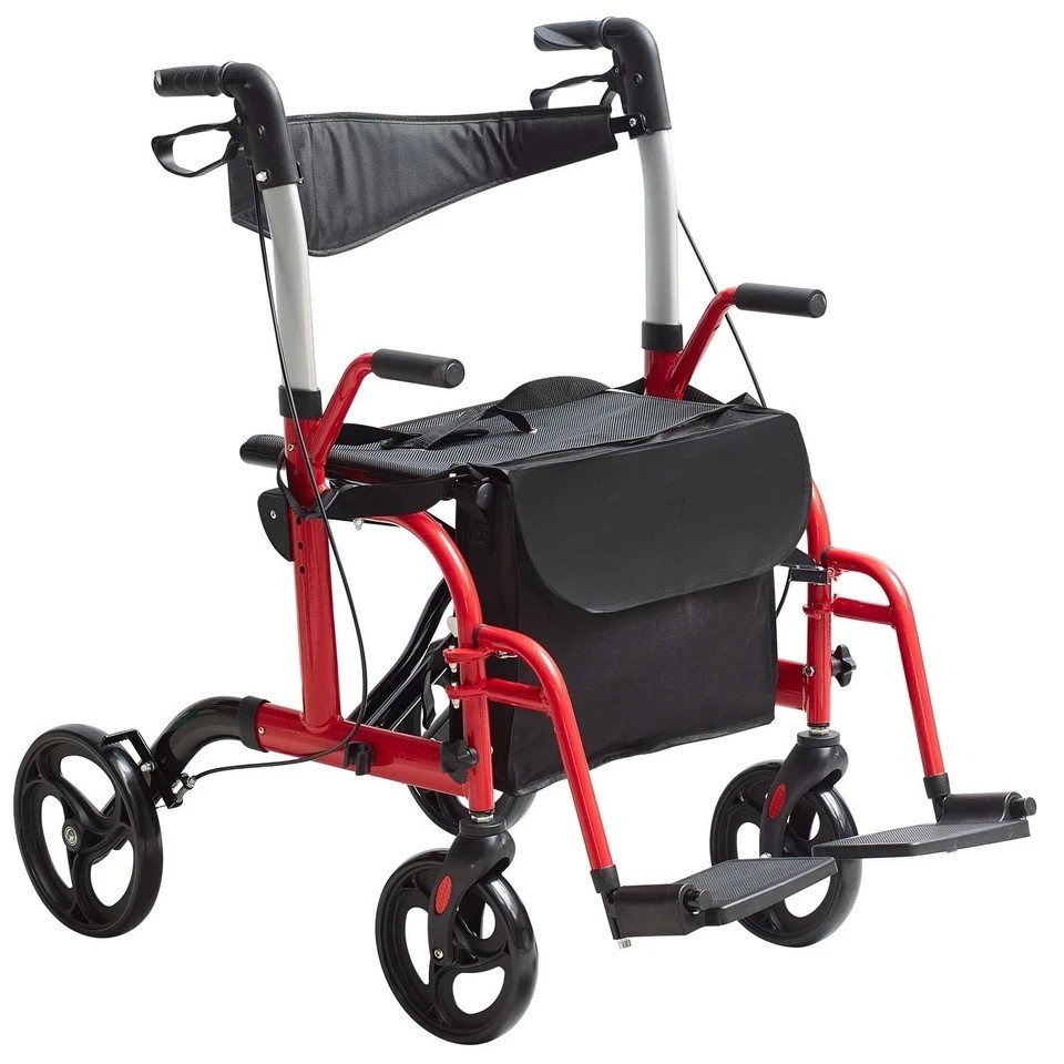 2-in-1 Ultralight Rollator Walker & Transport Chair