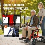 2-in-1 Folding Rollator Walker & Transport Chair