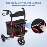 3-Wheel Folding Rollator with Adjustable Handle