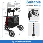3-Wheel Folding Rollator with Adjustable Handle