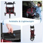 3-Wheel Folding Rollator with Adjustable Handle