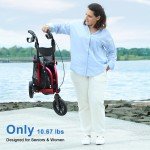 3-Wheel Folding Rollator with Adjustable Handle