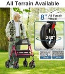 HOMLAND Ultralight Foldable Rollator with Seat