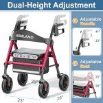 HOMLAND Ultralight Rollator Walker with Seat