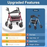 HOMLAND Ultralight Rollator Walker with Seat