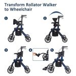 Elenker 2-in-1 Ultralight Rollator and Transport Chair