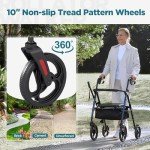 Lightweight Blue Rollator Walker with Padded Seat