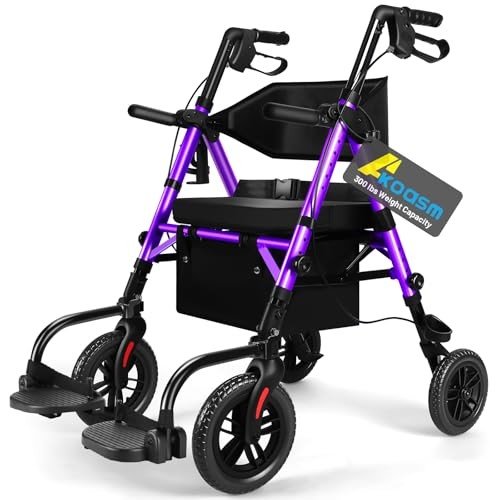 Lightweight Foldable Rollator Walker with Seat