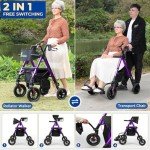 Lightweight Foldable Rollator Walker with Seat