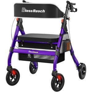 BlessReach Foldable Rollator with Seat for Seniors