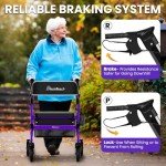 BlessReach Foldable Rollator with Seat for Seniors