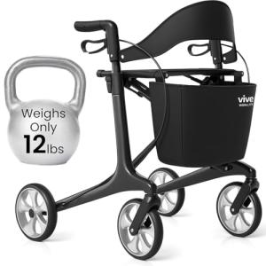 Vive Carbon Ultralight Rollator Walker with Seat
