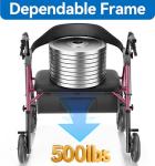 HOMLAND Heavy Duty Rollator for Seniors, 500lb Capacity