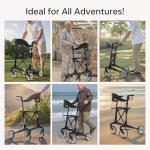 Ultralight Carbon Fiber Rollator Walker with Seat