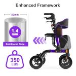 Lightweight Carbon Rollator with Big Seat and Wheels