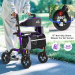 Lightweight Carbon Rollator with Big Seat and Wheels
