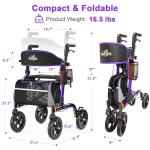 Lightweight Carbon Rollator with Big Seat and Wheels