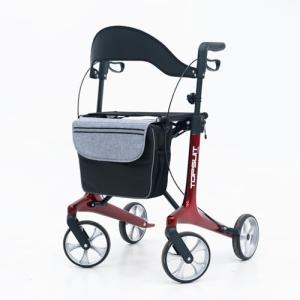 Ultralight Carbon Fiber Rollator with Seat - Red
