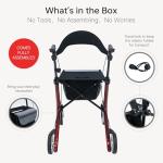 Ultralight Carbon Fiber Rollator with Seat - Red