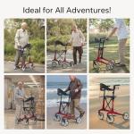 Ultralight Carbon Fiber Rollator with Seat - Red