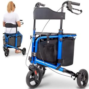 Vive Lightweight 3 Wheel Rollator Walker with Seat
