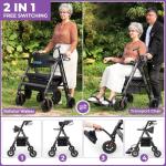 Lightweight 2-in-1 Rollator Walker with Seat