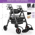 Lightweight 2-in-1 Rollator Walker with Seat
