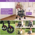 Lightweight 2-in-1 Rollator Walker with Seat