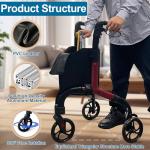 Lightweight 3-Wheel Rollator for Seniors with Bag