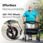 Extra Wide Carbon Ultralight Rollator with Adjustable Seat