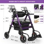 Ultralight Rollator Walker with Seat and Brakes
