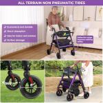 Ultralight Rollator Walker with Seat and Brakes