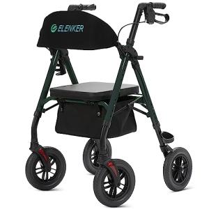 ELENKER All-Terrain Rollator Walker with 10” Wheels