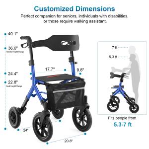MAXWALK All-Terrain Adjustable Rollator with 12" Wheels