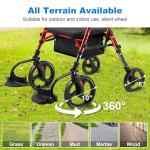 2-in-1 Foldable Rollator Walker with Extra Wide Seat