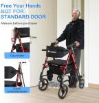 2-in-1 Foldable Rollator Walker with Extra Wide Seat