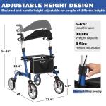 Lightweight Foldable All-Terrain Rollator with Seat