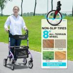 Lightweight All-Terrain Rollator for Seniors - 300lb Capacity