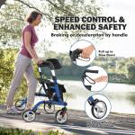 Foldable All-Terrain Rollator Walker with Seat
