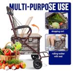 Lightweight Folding Rollator with Seat and All-Terrain Wheels
