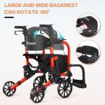 Flyingjoy 2-in-1 Heavy Duty Rollator Walker