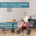 ELENKER Ultra-Lightweight Rollator Walker with Wide Seat