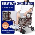 Lightweight Folding Rollator with Seat and All-Terrain Wheels