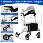 Lightweight Rollator Walker with Seat and Backrest